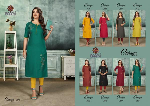 Baanvi Chaaya 3 Designer Cotton Embroidery Kurti 